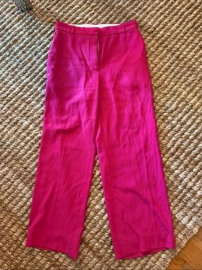 Aritzia Babaton Fuchsia Satin Wide-Leg Pants – Hemmed